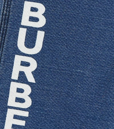 Shop Burberry Logo Wide-leg Jeans In Blue