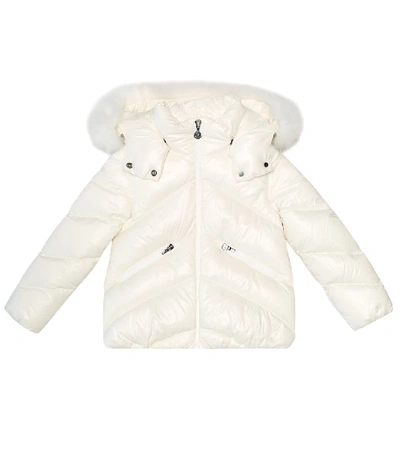 Shop Moncler Anglais Fur-trimmed Down Coat In White