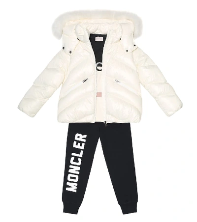 Shop Moncler Anglais Fur-trimmed Down Coat In White