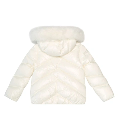 Shop Moncler Anglais Fur-trimmed Down Coat In White