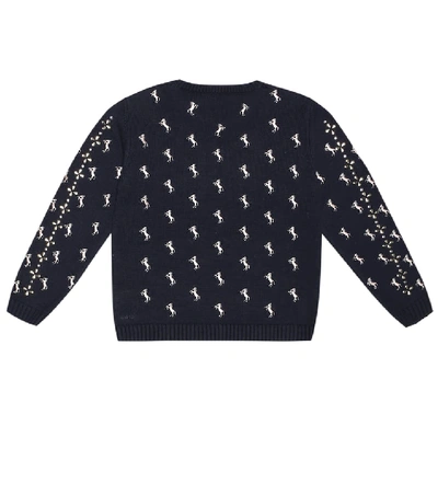Shop Chloé Embroidered Cotton And Wool Sweater In Blue
