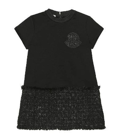 Shop Moncler Jersey And Tweed T-shirt Dress In Black