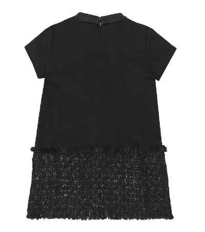 Shop Moncler Jersey And Tweed T-shirt Dress In Black