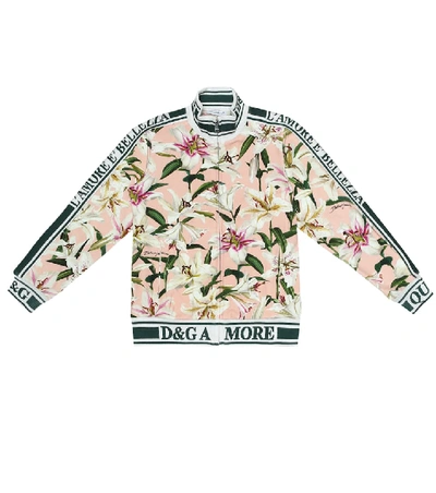 Shop Dolce & Gabbana Floral Stretch-cotton Track Jacket In Pink