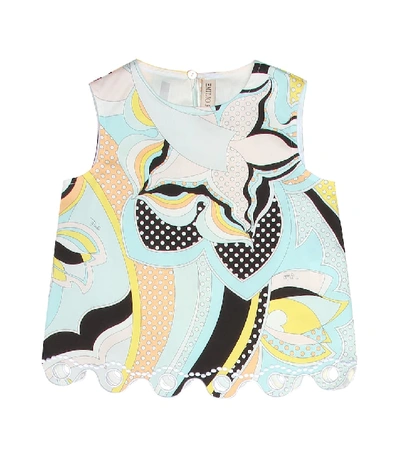 Shop Emilio Pucci Printed Stretch Cotton Top In Multicoloured