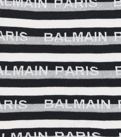 Shop Balmain Striped Cotton And Cashmere Dress In Multicoloured