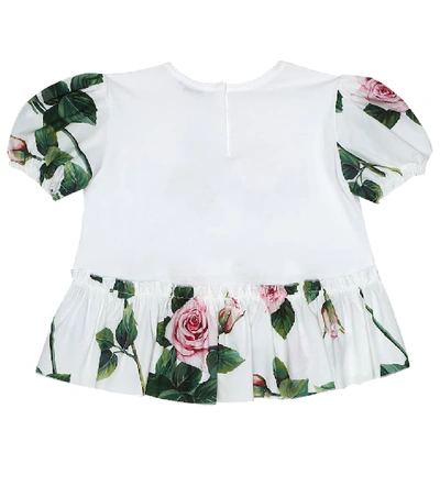 Shop Dolce & Gabbana Appliquéd Floral Cotton T-shirt In White