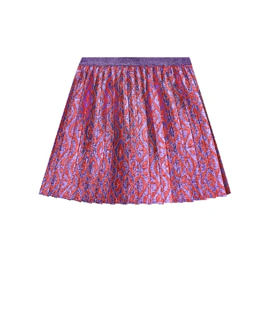 Shop Gucci Pleated Lamé Skirt In Purple