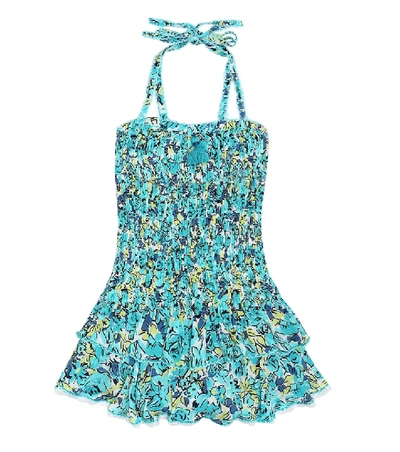 Shop Poupette St Barth Yoana Smocked Dress In Blue