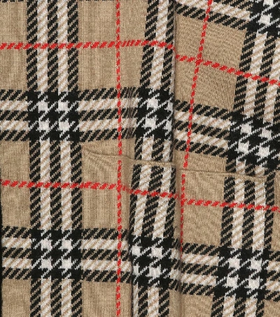 Shop Burberry Check Hooded Wool Cape In Beige