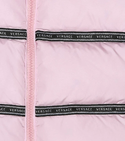 Shop Versace Quilted Down Jacket In Pink
