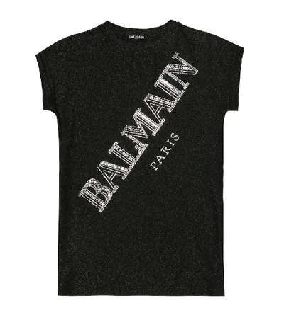 Shop Balmain Logo T-shirt Dress In Black