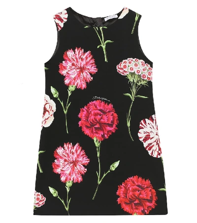 Shop Dolce & Gabbana Floral Stretch-silk Dress In Black