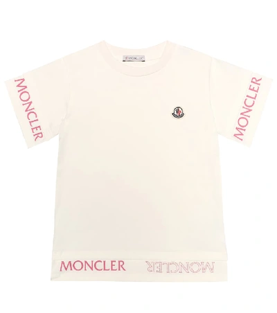 Shop Moncler Logo Stretch-cotton Jersey T-shirt In White