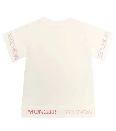 Shop Moncler Logo Stretch-cotton Jersey T-shirt In White