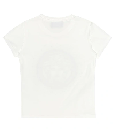Shop Versace Embellished Stretch-cotton T-shirt In White