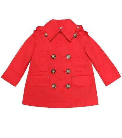 Shop Burberry Cotton-twill Coat In Red