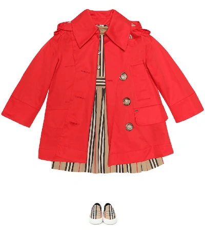 Shop Burberry Cotton-twill Coat In Red