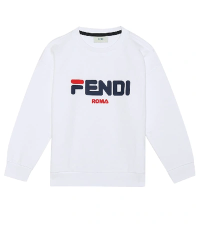 Shop Fendi Mania Cotton Sweatshirt In White