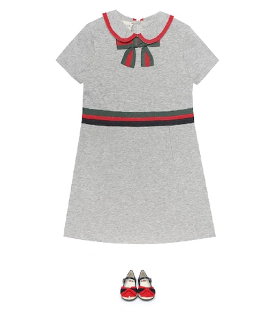 Shop Gucci Cotton-jersey Dress In Grey