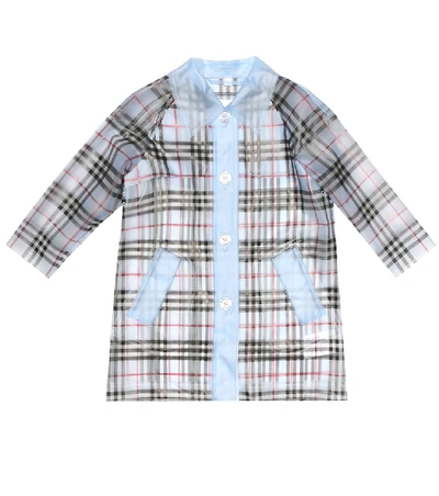 Shop Burberry Checked Raincoat In Blue