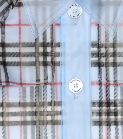 Shop Burberry Checked Raincoat In Blue