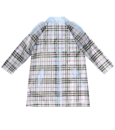 Shop Burberry Checked Raincoat In Blue
