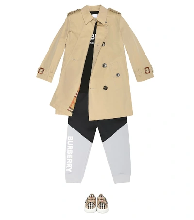 Shop Burberry Cotton Trench Coat In Beige