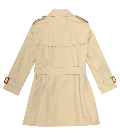 Shop Burberry Cotton Trench Coat In Beige