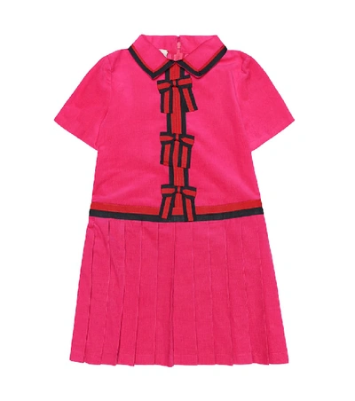 Shop Gucci Corduroy Dress In Pink