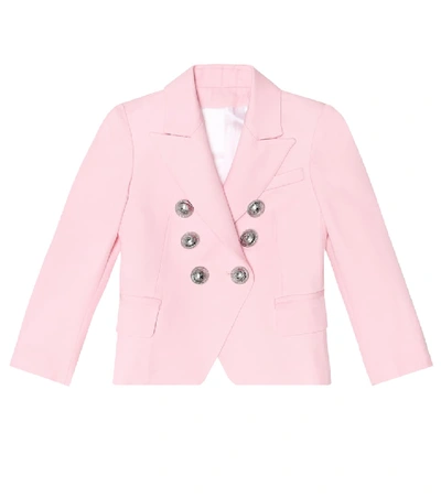 Shop Balmain Wool Blazer In Pink