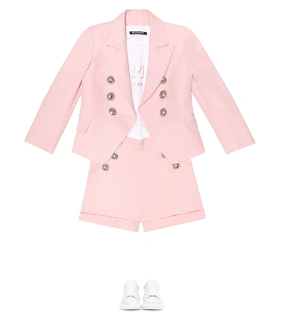 Shop Balmain Wool Blazer In Pink