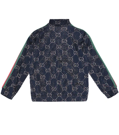 Shop Gucci Gg Cotton-blend Track Jacket In Blue