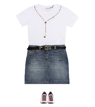 Shop Dolce & Gabbana Embellished Cotton T-shirt In White