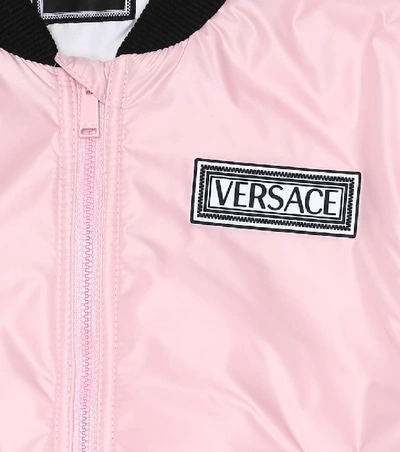 Shop Versace Satin Bomber Jacket In Pink