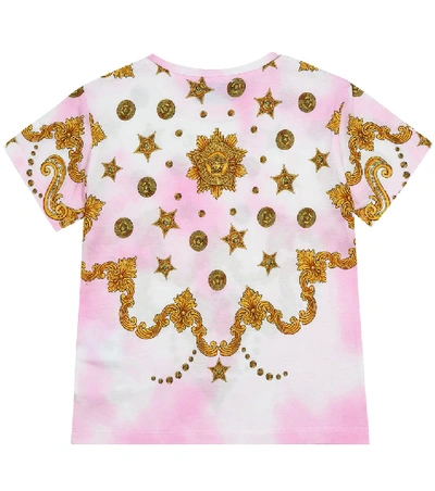 Shop Versace Printed Tie-dye Cotton T-shirt In Pink