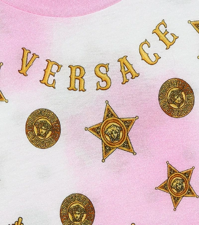Shop Versace Printed Tie-dye Cotton T-shirt In Pink