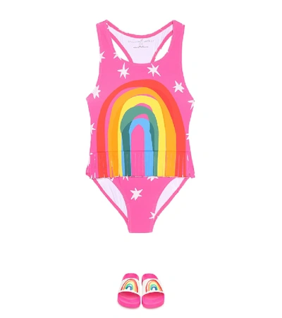 Shop Stella Mccartney Rainbow One-piece Swimsuit In Pink