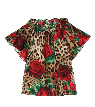 Shop Dolce & Gabbana Printed Cotton Top In Multicoloured