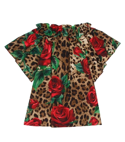 Shop Dolce & Gabbana Printed Cotton Top In Multicoloured