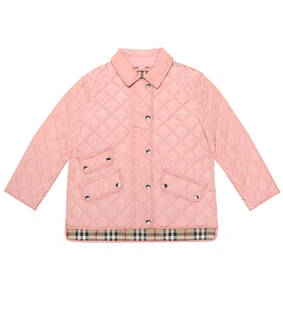 Shop Burberry Quilted Jacket In Pink