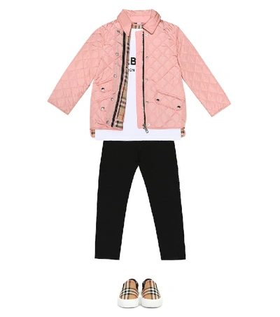 Shop Burberry Quilted Jacket In Pink