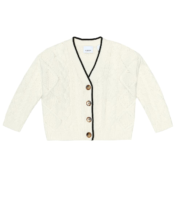 Panel Cable Knit Wool Cashmere Cardigan 