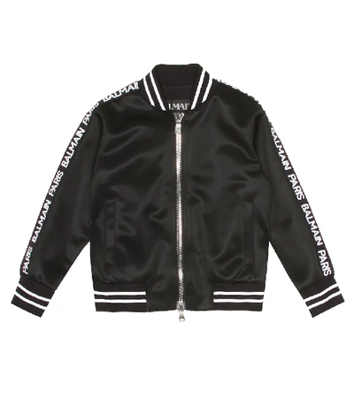 Shop Balmain Jersey Bomber Jacket In Black