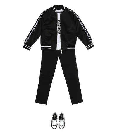 Shop Balmain Jersey Bomber Jacket In Black