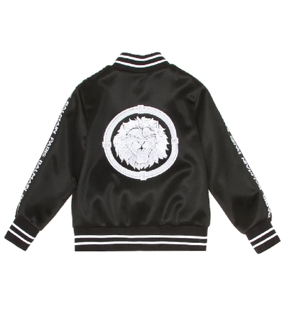 Shop Balmain Jersey Bomber Jacket In Black