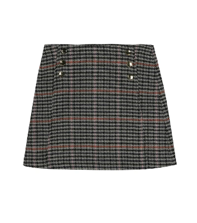 Shop Chloé Checked Cotton-blend Skirt In Multicoloured