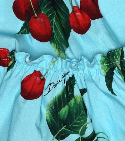 Shop Dolce & Gabbana Cherry Printed Cotton Skirt In Blue