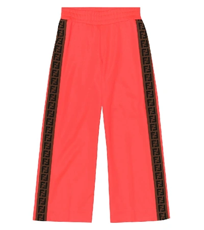 Shop Fendi Cotton-blend Trackpants In Pink