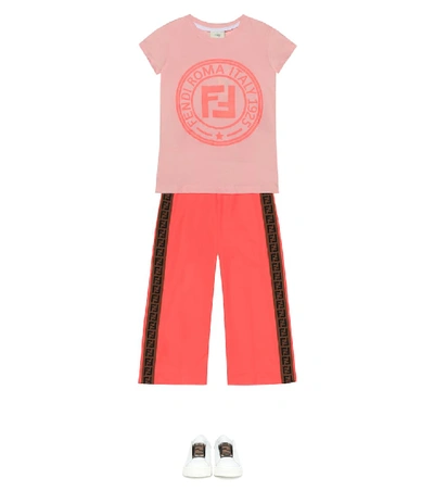 Shop Fendi Cotton-blend Trackpants In Pink